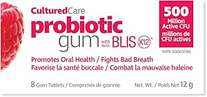 PrairieNaturals   Probiotic Gum with BlisK12® - Oral Probiotic - Raspberry/Pomegranate   Box of 12