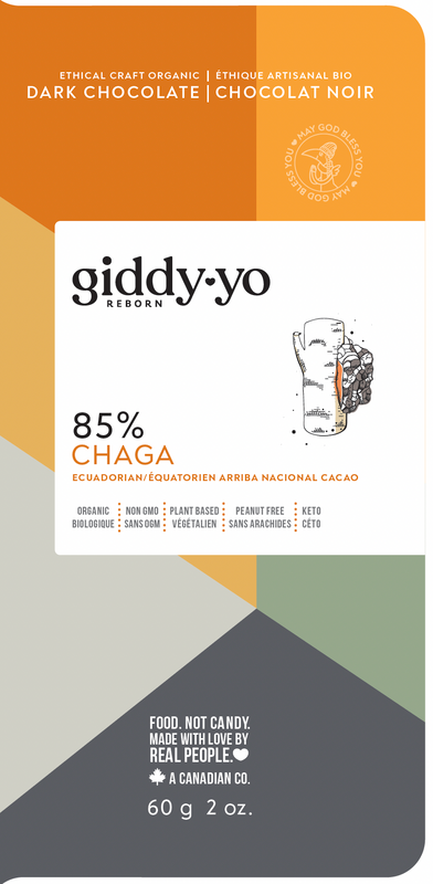 GIDDY-YO   Dark Chocolate Bars - Chaga 85%   60 g