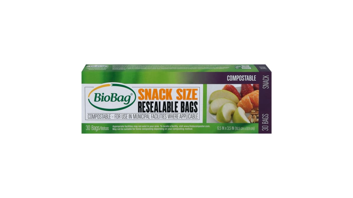 BIOBAG    Resealable Snack Size Bags 30ct