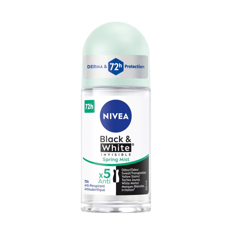 NIVEA DEO BLACK & WHITE SPRING MIST ROLL ON 50ML