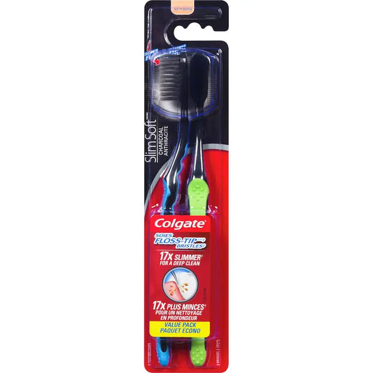 TOOTHBRUSH COLGATE SLIMSOFT CHARCOAL 2PK pack of 6