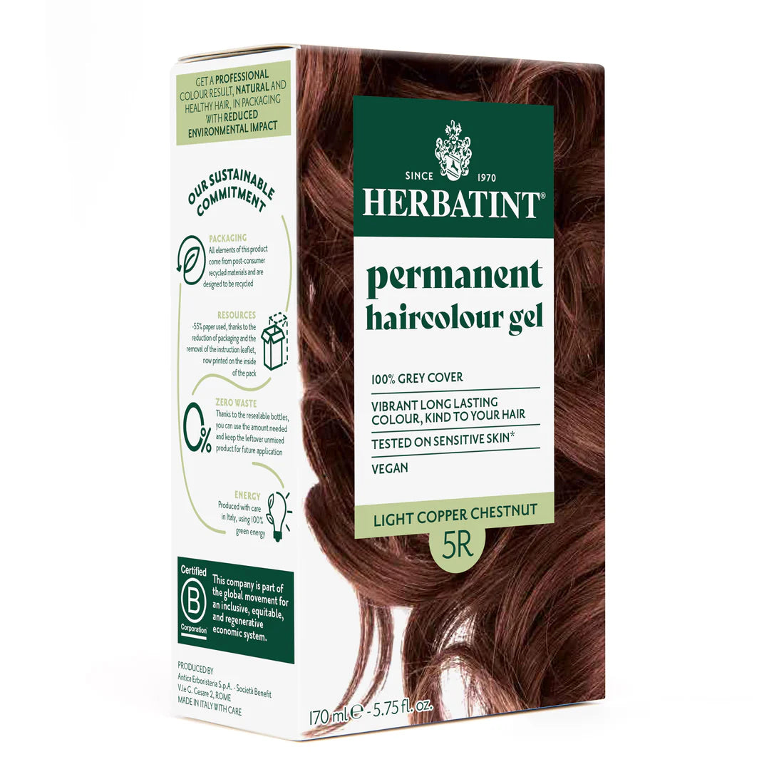 Permanent haircolour gel 5R Light Copper Chestnut, 170 ml