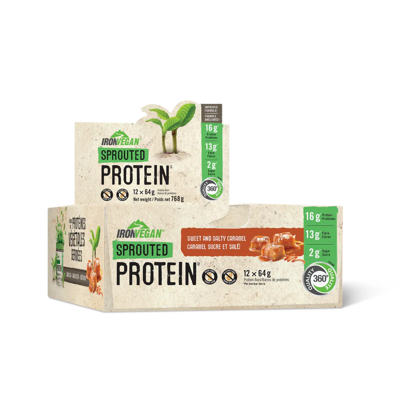 Iron Vegan Sprouted Protein Bar   64g/12 - Sweet and Salty Caramel
