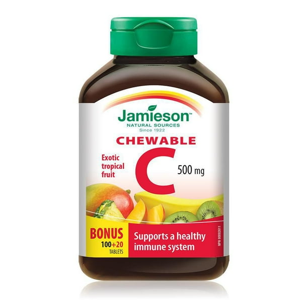 Jamieson    JMS Vit. C 500mg Chew - Tropical Fruit 100's+20's Free    100+20Chewable Tablets