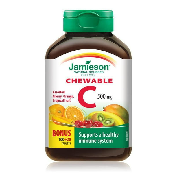 Jamieson    JMS Vit. C 500mg Chew - Mixed 3 Flavour 100's+20's Free    100+20Flavour 100's+20's