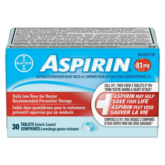 Aspirin Coated 81mg - 30 Tablets