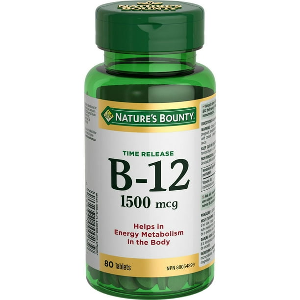 NATURE'S BOUNTY B12 1500MCG TIME RELEASE 80 TABLET