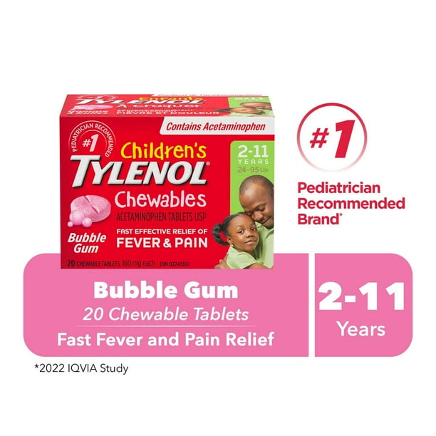 TYLENOL CHILD BUBBLE GUM CHEW TB 160MG 20 TAB CHEW