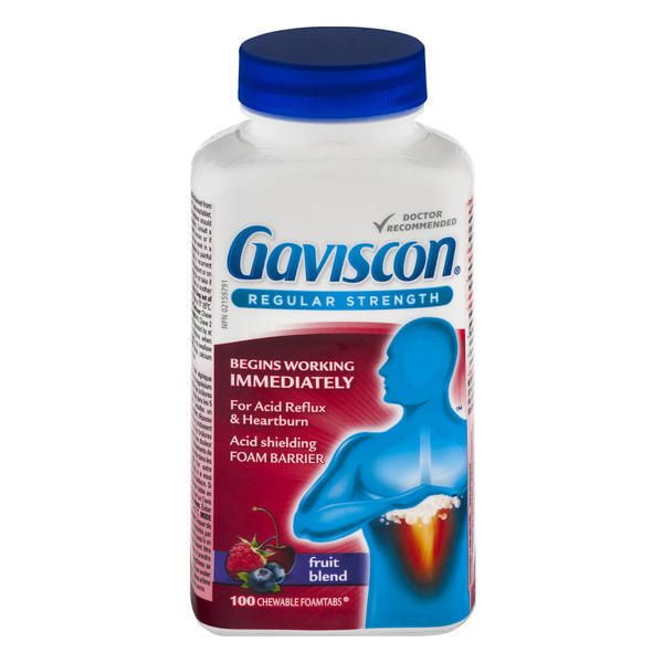 GAVISCON REGULAR STRENGTH FRUIT TB 100 TABLET