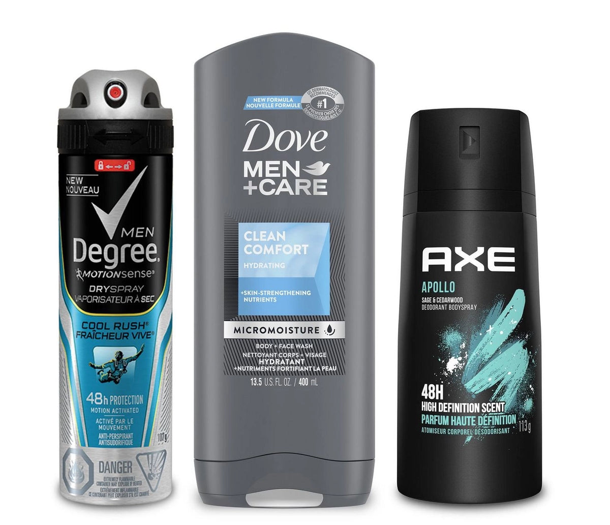DEGREE/AXE/DOVE MEN+CARE MIXED GIFT PK 3PC pack of 6