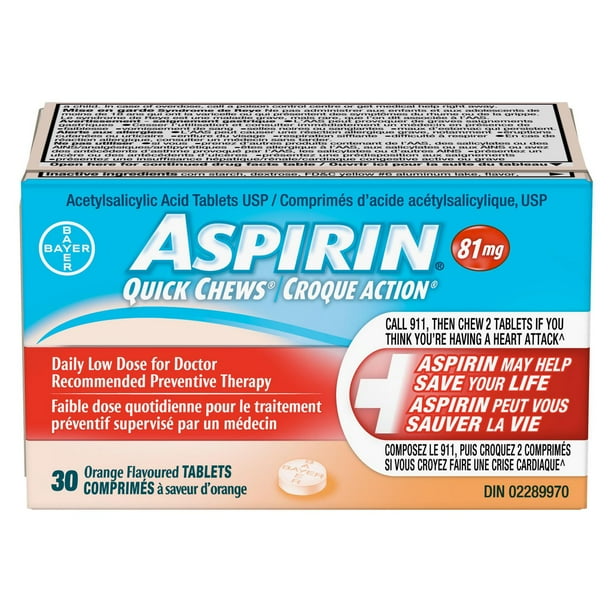Aspirin 81mg Quick Chews - 30 Tabs
