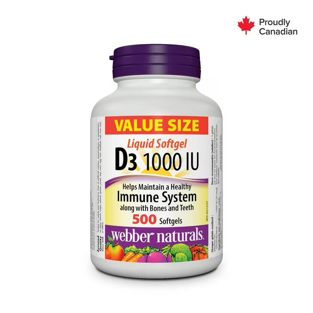 WEBBER NATURALS VITAMIN D3 1000IU BONUS 500