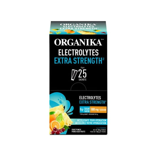 Organika   ELECTROLYTES STICK PACK EXTRA-STRENGTH FRUIT PUNCH 6G DISPLAY BOX25