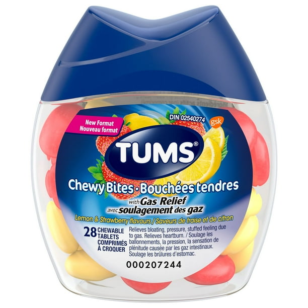 TUMS CHEWY BITES WITH GAS RELIEF 28 TAB CHEW