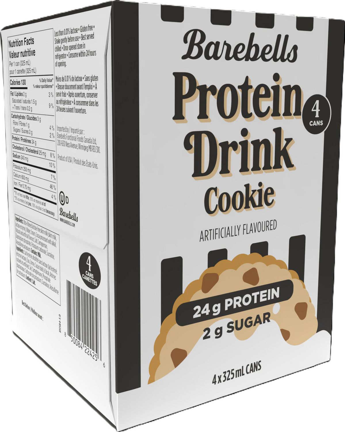 BAREBELLS - PROTEIN DRINK RTD - 325ml - 4/case - COOKIE