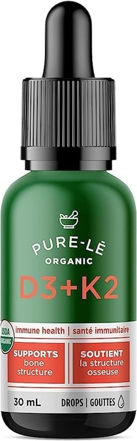 Pure-l?    Pure-l? Organic Vitamin D3 + K2 Drops    Container Size: 30 mL    Each