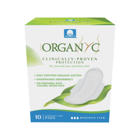 Organyc   Pads - Moderate Flow W/Wings Folded 10ct