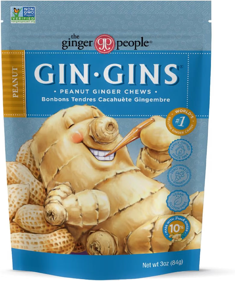 The Ginger People - Gin Gins Peanut Chewy Ginger Candy - 12 x 84g
