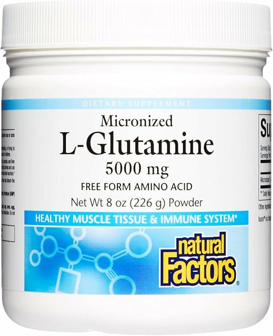 Natural Factors - Micronized L-Glutamine Powder Free Form Amino Acid - 300G g Powder - 5 g per serving.