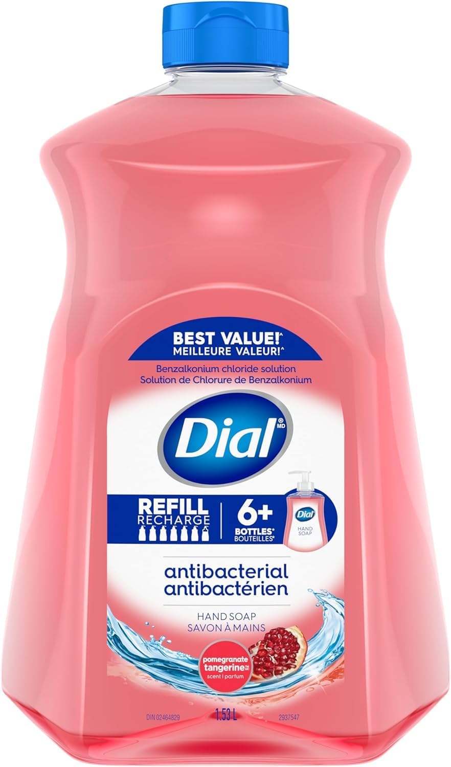 DIAL A-BACTERIAL HAND-WS REFIL POMGRANATE & TANGERINE 1.53L pack of 3