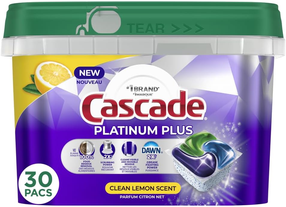 CASCADE ACTION PACS PLATINUM PLUS LEMON 30 pack of 6