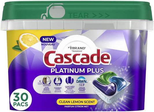 CASCADE ACTION PACS PLATINUM PLUS LEMON 30 pack of 6