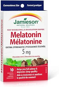 Extra Strength Melatonin 5 mg Fast Dissolving Trial & Travel - Chocolate Mint 10-Tablet