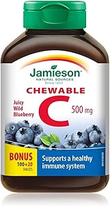 Jamieson    JMS Vit. C 500mg Chew - Blueberry Flavour 100's+20's Free    100+20Blueberry