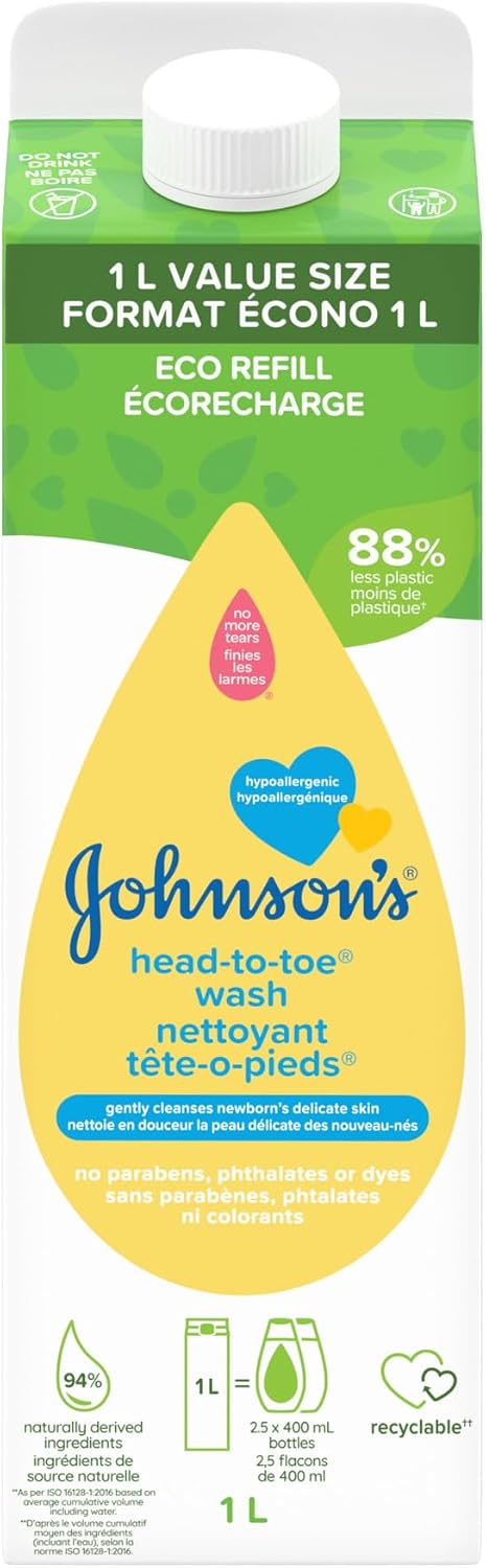 JOHNSON & JOHNSON BABY WASH HEAD TO TOE REFILL 1L