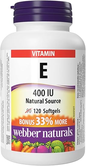 Webber Naturals - Vitamin E 400 IU - 90+30 Softgels