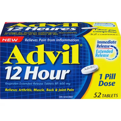 Advil 12 Hour Tablets for Extended Pain Relief, 600 mg Ibuprofen, 52 Count
