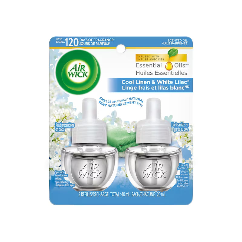 AIRWICK REFILL SCENTED OIL COOL LINEN&LILAC 2 pack of 6