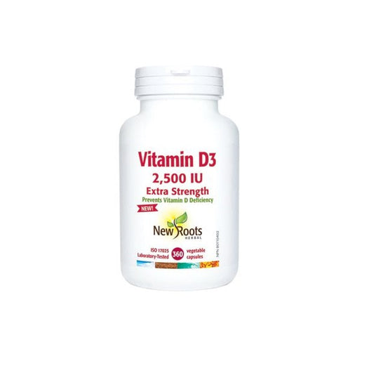 NEW ROOTS    Vitamin D3 2,500 IU · Extra Strength    360 capsules