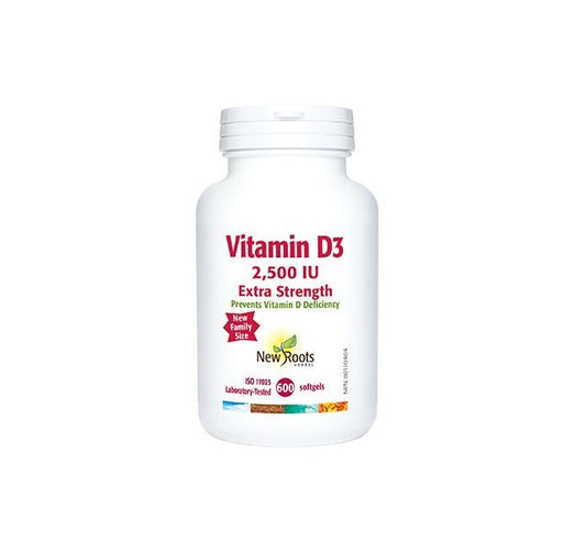 NEW ROOTS    Vitamin D3 2,500 IU · Extra Strength    600 softgels