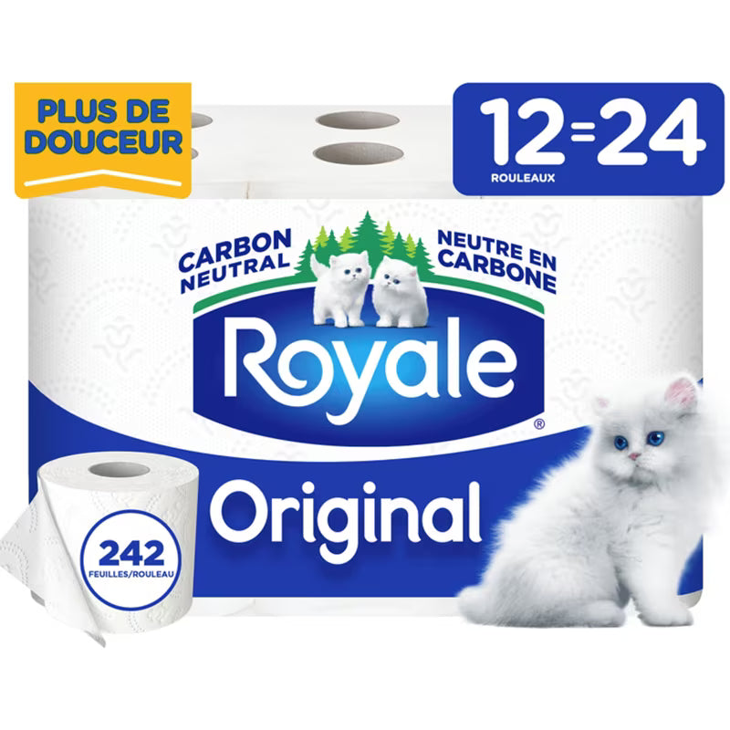 ROYALE BATHROOM TISSUE 242SHT DOUBLE ROLL 12 pack of 4
