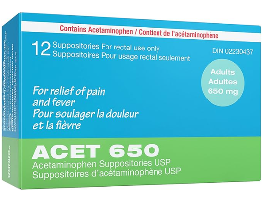 ACETAMINOPHEN SUPP 650MG 12