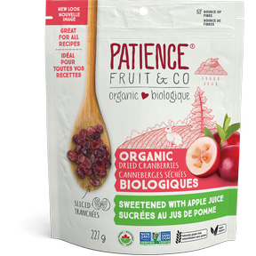 Patience Fruit & Co.   Organic Dried Cranberries Sweetened with Apple Juice    227g