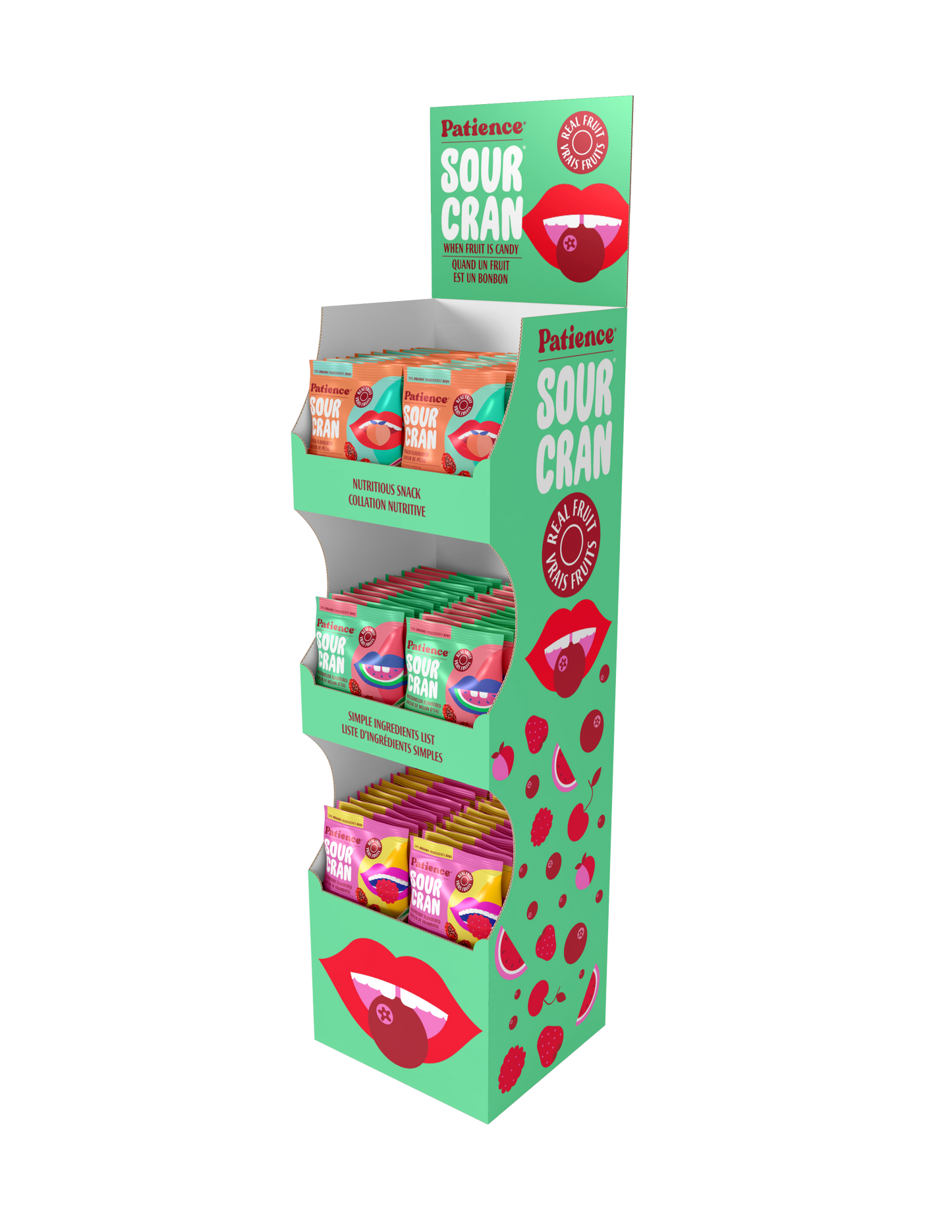 Patience Fruit & Co.   SourCran Shipper (Pch, Wtmln, Rasp) 1disp