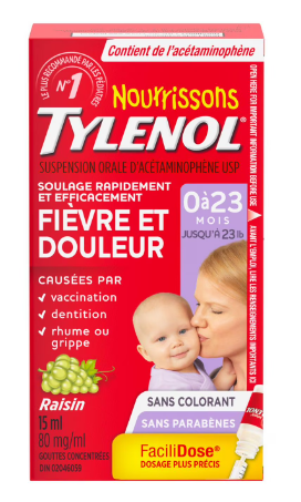 TYLENOL DROPS INFANT DYE FREE WHITE GRAPE 24ML
