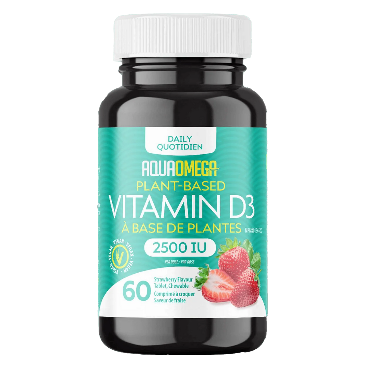 AquaOmega - Plant Based Vitamin D3 Strawberry 60ct