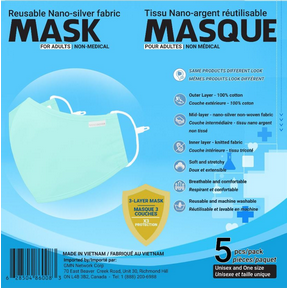 Sequence Health Ltd.   Nano Silver Adult Masks Green 5ct