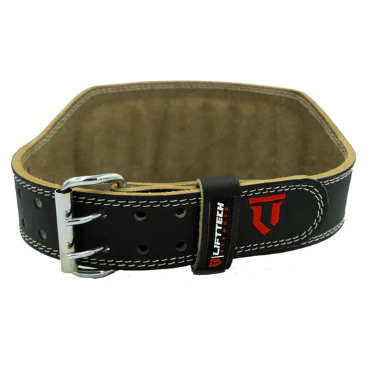 LIFT TECH FITNESS   PADDED LEATHER BELT "6"   BLACK   XL