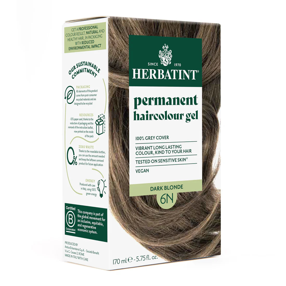Permanent haircolour gel 6N Dark Blonde, 170 ml