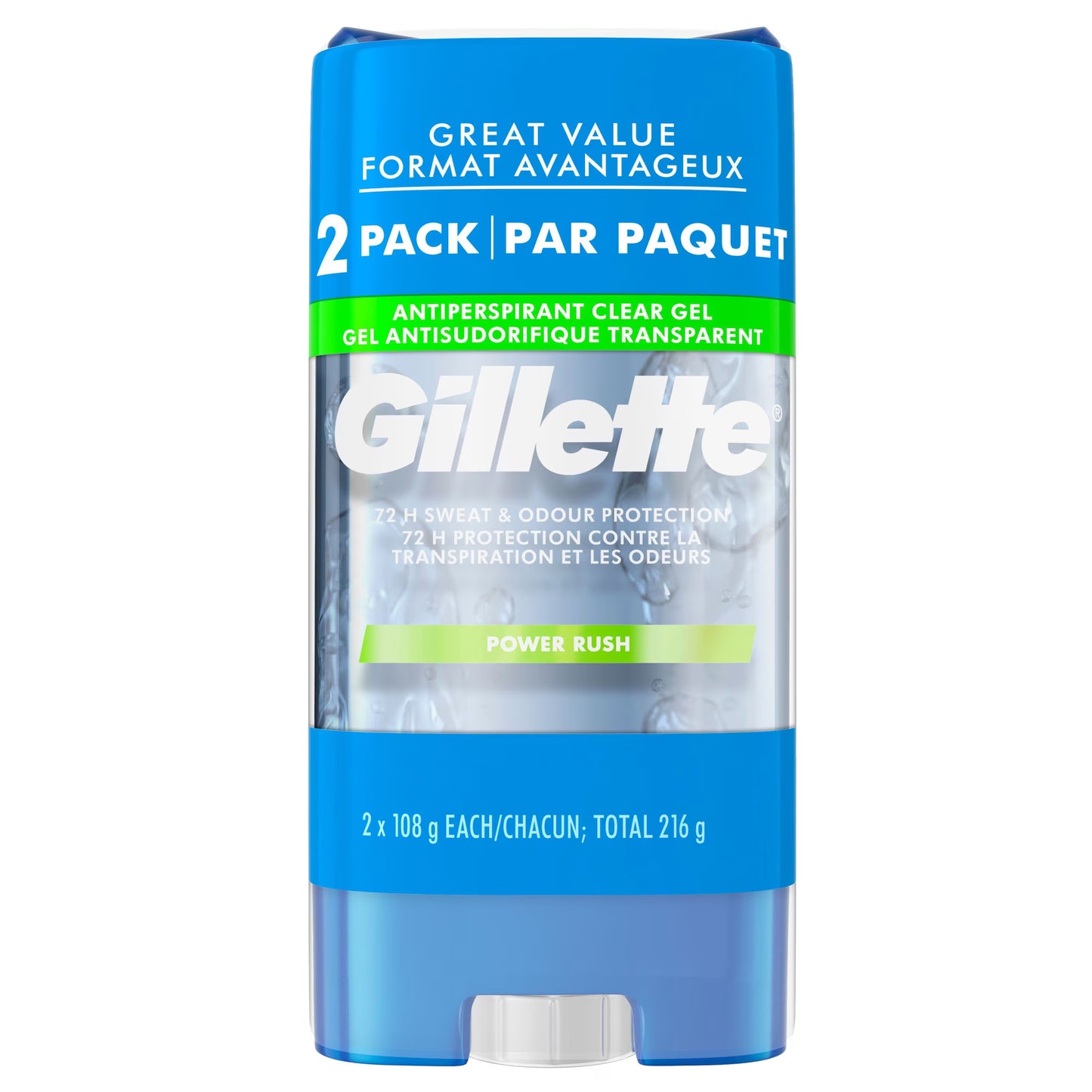 GILLETTE CLEAR GEL AP&DEOD POWER RUSH 2X108G