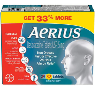 AERIUS ALLERGY TB 5MG 24+8 BONUS TABLET