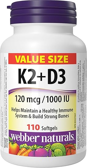 Webber Naturals - Vitamin K2+D3 120 mcg/1000 IU Value Size - 110 Softgels