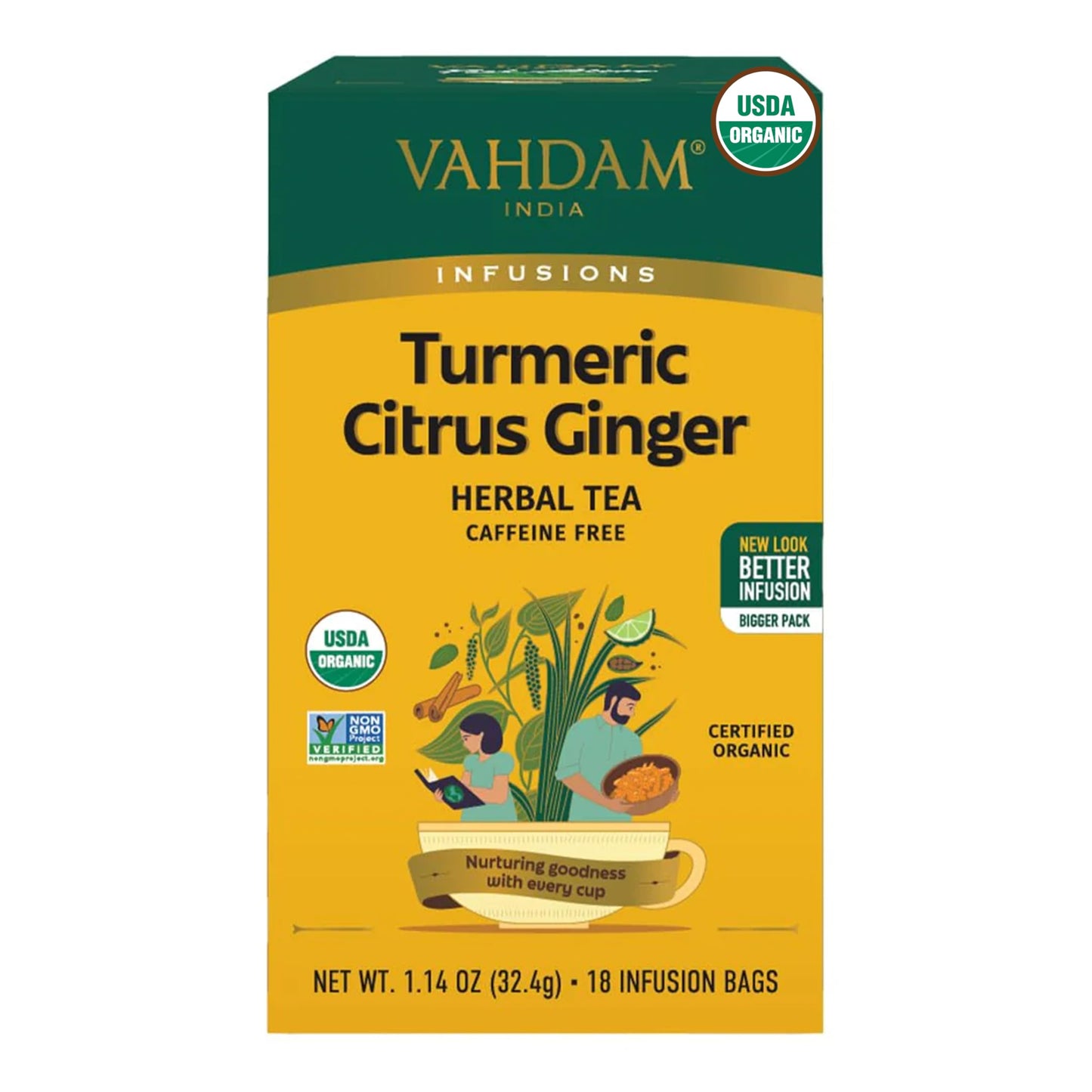 Vahdam Tea Turmeric Citrus Ginger 18 Count