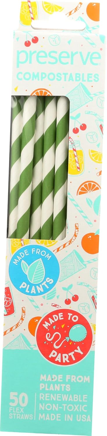 Preserve by Recycline - Compostables Straws Green - 50ct