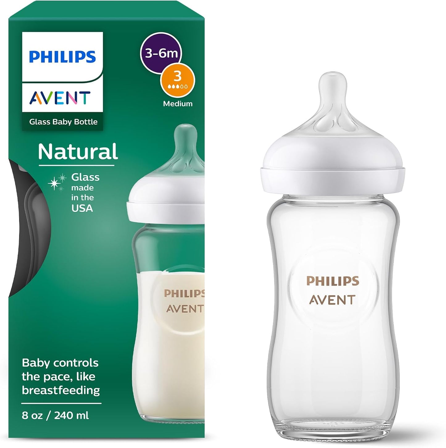 AVENT NATURAL GLASS BOTTLE 8OZ