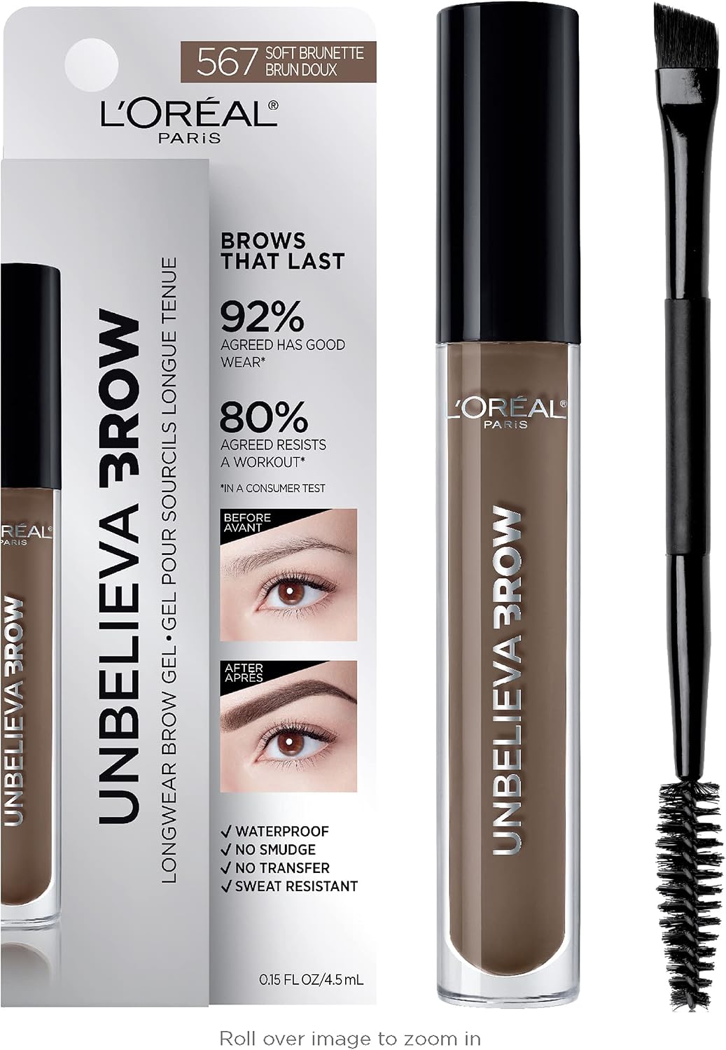 LOREAL UNBELIEVA BROW SOFT BRUNETTE 4.5ML pack of 2
